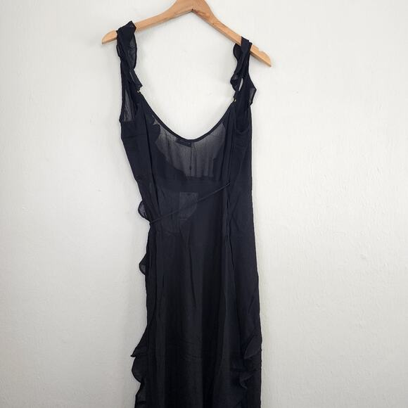 NEW Rumored NWT Sheer Ruffle Wrap Maxi Coverup Black M - Picture 13 of 14